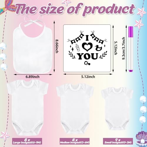 Panitay 100 Pcs White Baby Bodysuits Bibs Kit 25 Guests, Mermaid - Image 5