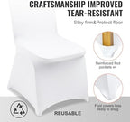 VEVOR 30 Pcs Flat-Front Chair Covers Polyester Spandex Chair Cover Stretch Slipcovers, Wedding, Holiday, Banquet, Party, Celebration, Dining,White - Image 5