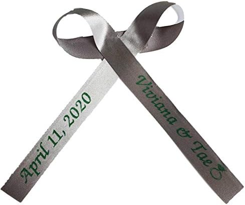 25 Personalized Ribbons Assesmbled Bows Custom Bridal Shower Favor Party Favors Wedding Bridesmaid Memorial Ribbons Funeral Baby Invitations Mis XV años Quinceanera (Silver/Gray Ribbon) - Image 5