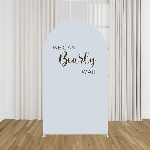 Light Blue Arch Backdrop Covers Baby Shower Party Decor We Can Bearly Wait Theme Arched Photography Background Stand Covers for Birthday Parties (2.2x5FT) - Image 3