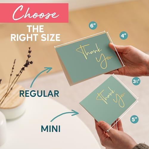 VNS Creations Thank You Cards With Envelopes - 100 Pack 4 x 6 - Green - Image 7