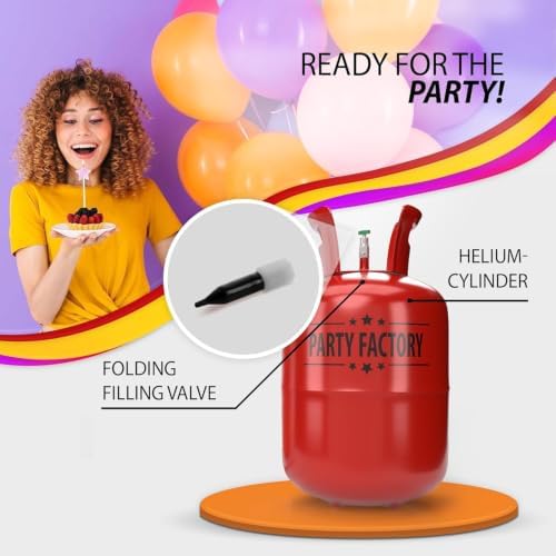 Party Factory Disposable Helium Tank for Balloons – Fills Up to 50 Standard 9-Inch Latex Balloons – Portable Balloon Helium Tank for Parties, Birthdays & Celebrations - Image 2