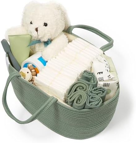 Natemia Diaper Caddy Organizer - Large, Lily Pad - Portable Rope Handles For Car Organizer - Three Compartments for Storage - Versatile Gift Bag For Baby Shower & Registry - Image 5