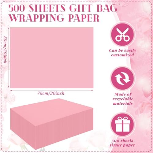 500 Sheets Light Pink Tissue Paper 20 x 30 Inch for Fall Floral Packaging - Image 3