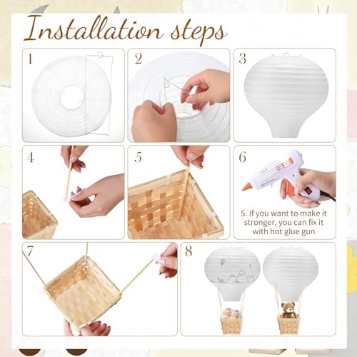 Meooeck 8 Sets White Hot Air Balloon Table Centerpieces Decor - Image 4