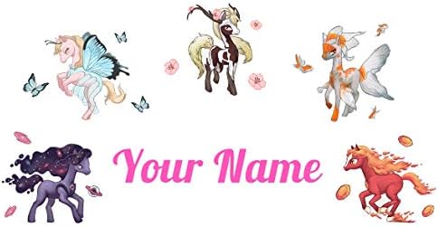 Oliver's Labels Premium Name Wall Decals - Matte Finish Personalized Wall Art for Kids' Rooms & Nurseries (Magic Ponies) by Oliver%27s+Labels