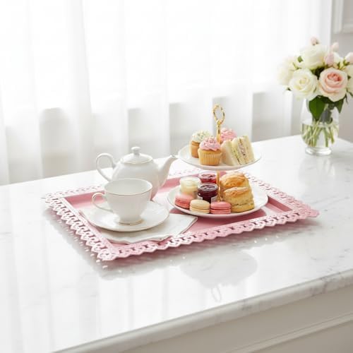 8 Pcs Cake Stands Set Metal Dessert Table Display Tiered Cupcake Holder Candy Donut Fruit Plate Cake Serving Tray Candlestick Display Treats Serving Tower for Wedding Birthday Party Decor (Pink) - Image 5