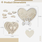 Wedding Guest Book Alternative, Drop Top Frame Sign Book with 65 Pcs Wooden Hearts, Wedding Guest Book for Anniversary, Rustic Wedding Decorations, Heart Photo Frame Display - Image 2