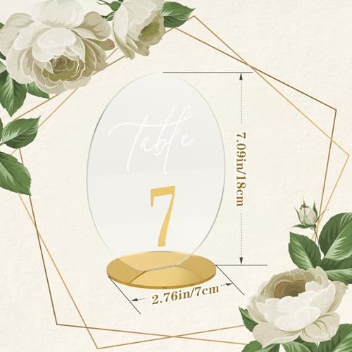 Wedding Table Number 1-20 with Stand,Gold Arched Acrylic Sign with Holder for Wedding Reception,Centerpiece,Anniversary - Image 2