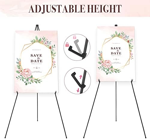 Easel Stand for Wedding Sign & Poster 63'' Easels for Display Portable Art Easel for Floor Adjustable Metal Easel Black 2 Pack - Image 4