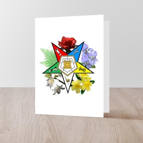 CafePress Eastern Star Floral Emblems Greeting Cards (Pk Of Greeting Card (20-pack), Note Card with Blank Inside, Birthday Card Matte - Image 4