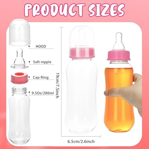 16 Pcs Baby Shower Favors Party Bottle Chug Game 15 Pink Mini Bottles and 1 Custom Wooden Stand for Gender Reveal Birthday Party Supplies Gift - Image 2