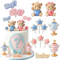 13-Piece Gender Reveal Cake Topper Set, Bear Star Decorative Cake Picks by Unknown