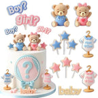 13-Piece Gender Reveal Cake Topper Set, Bear Star Decorative Cake Picks by Unknown