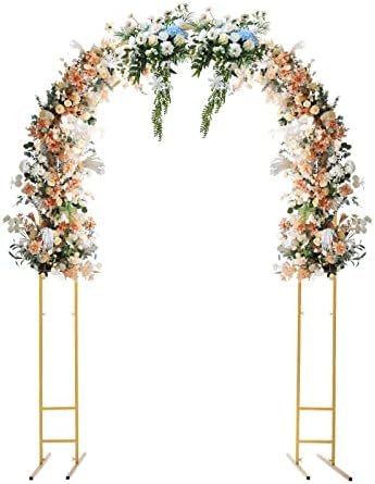 7.2ft Gold Wedding Arch Stand w/Double-Tube Design - Metal Flower & Balloon Backdrop Frame for Indoor/Outdoor Parties, Baby Showers by REBaiYU
