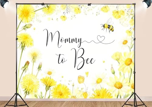 20X10ft Fabric Mommy to Bee Backdrop Sweet Pattern Design Honey Comb Floral Photography Background Baby Shower A Little Honey is on the Way Party Decorations Photo Studio Props - Image 3