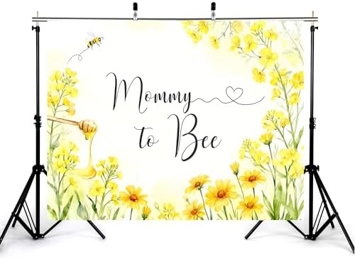 8x6ft Mommy to Bee Backdrop Floral Bouquet Baby Shower Party Wildflower Honeycomb New Born Gender Reveal Photography Background Party Banner Decorations Photo Studio Props - Image 3