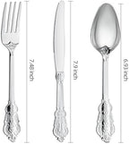 N9R 300PCS Silver Plastic Silverware, Vintage Disposable Utensils & Cutlery - Image 2
