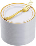 Goodluck 240Pcs 7" Round Gold Dessert Plastic Plates Set by GoodLuck
