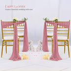 50 PCS Cheesecloth Chair Sashes Bows Wedding Aisle Decorations Chair Ribbon Ties Back Sash for Wedding Party Events Banquet Chair Cover Decoration (Dusty Rose) - Image 6