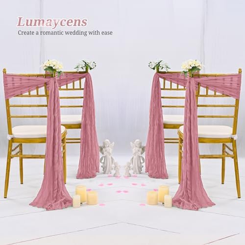 50 PCS Cheesecloth Chair Sashes Bows Wedding Aisle Decorations Chair Ribbon Ties Back Sash for Wedding Party Events Banquet Chair Cover Decoration (Dusty Rose) - Image 6