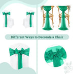 Pack of 125 Chiffon Chair Sashes for Wedding & Event Décor - Emerald Green - Image 4