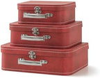 SLPR - Red Cardboard Suitcase Boxes with Handles, Set of 3, Vintage Decor - Image 2