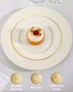Goodluck 200 PCS Ivory Plastic Plates, Heavy Duty Disposable Ivory Plates with 100 10.25 inch Dinner Plates and 100 7.5 inch Dessert Plates for Party, Holiday, Wedding - Image 5