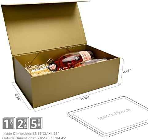 Olive Gold Magnetic Gift Box for Birthday Presents, 13.85"x8.35"x4.45" - Image 5