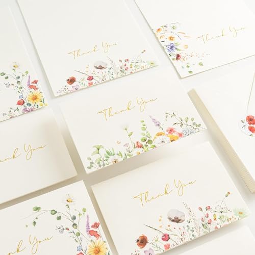 Crisky 4x6 Floral 4 Assorted Thank You Cards (100 Pack) with Envelopes - Image 5