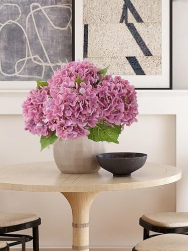 ZYTUYO 4Pcs 20" Real Touch Hydrangea Artificial Flowers Dark Pink Lifelike Fake Latex Hydrangeas for Baby Shower Party Wedding Flower Arrangement Indoor Home Office Xmas Table Decoration - Image 2