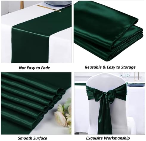 SiinvdaBZX 24 Pcs Green Satin Table Runner 12 x 108 inches Long - Image 5