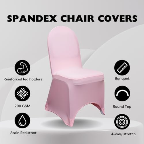YOUR CHAIR COVERS - 100 Pack Stretch Spandex Banquet Chair Covers - Pink, Wedding Slip Covers, Premium Quality Chair Cover - Image 2