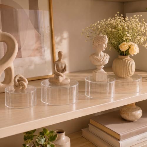 Jerify 6 Pcs Acrylic Riser Display Stands 5.91" 5.12" 3.54", Clear Round - Image 4