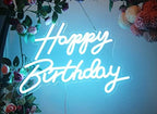 LED Neon Happy Birthday Sign Night Light Birthday Party Decorations Ice Blue USB Operated Decorative for Backdrop Party Bedroom Wall Décor 5v - Image 2