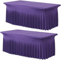 2 Pack Purple Spandex Table Clothes for 6 Foot Rectangle Tables, Wrinkle Free Fitted Table Cover 6ft Stretch Tablecloths Desk Skirt for Parties Weddings Birthday Banquet Baby Shower by Htper