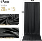 gogoparti 20x15 ft Black Backdrop Curtain for Weddings & Parties - 4-Panel Wrinkle-Free Polyester Drape, 15 FT Long for Birthday, Baby Shower, Halloween Photography Background - Image 6