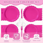 Vyntra 350 Pcs Hot Pink Paper Plates and Napkins Party Supplies - Image 3