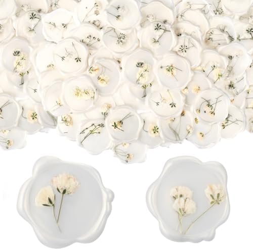 Qilery 200 Pcs Wax Seal Stickers Baby's Breath Floral Wedding Seals, White by Qilery