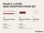 Vitalizart Red Metallic Grid Wrapping Paper Set 30" Organza Ribbon & Tags - Image 2