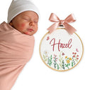Embroidery Baby Name Sign, Personalized Welcome Baby Hoop Sign with Bow, Custom Baby Name Sign for Hospital, Infant Baby Shower Gifts New Parents (02) by Chikky