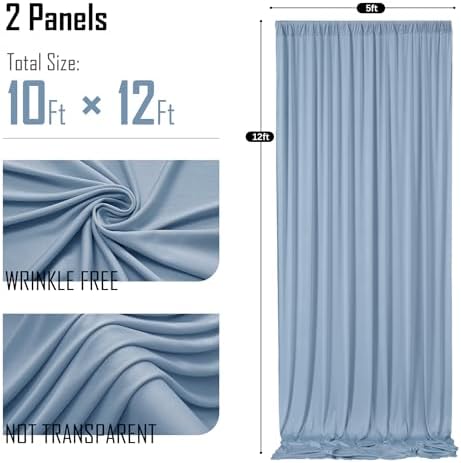 gogoparti 10x12ft Dusty Blue Backdrop Curtain for Wedding Parties, 2 Panels (5x12 ft Each) Wrinkle-Free Dackdrop Curtains, Silky Draping Fabric for Birthday Party, Baby Shower, Photo Background - Image 6