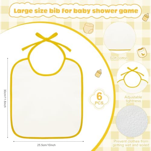 6 Sets Bottle Chug Baby Shower Games Juegos Para Plastic Baby Bottles Bibs Disposable Diapers Gender Reveal Games Baby Changing Diaper Race Game Decoration (Yellow) - Image 3
