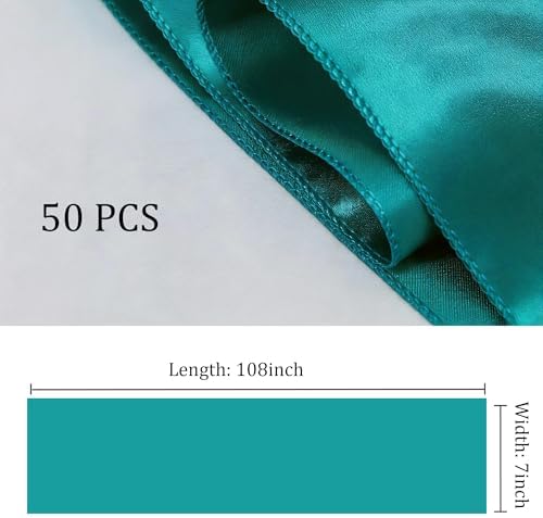 Satin Chair Sashes Bows 50 Pack Universal Polyester Chair Ribbons for Wedding Anniversary Retirement Party Birthday Engagement Banquet Graduation Outdoor Events Decor (Teal, 50 pcs) - Image 3