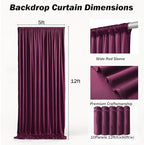 50x12 ft Burgundy Backdrop Curtains for Weddings, Birthdays and Photos - Image 5