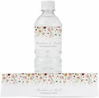 Personalized Water Bottle Labels with Choice of 30 Flower Styles - Choose Font and Pre-Made Phrases or Design Custom Text - LABELS ONLY (012 Muted Colorful Flowers, 2 inch (8.5x2")) by ThePaperedWedding