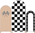 3 Pack Racing Theme Checkered Arch Backdrop Cover Set, Khaki by RimCereal