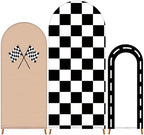 3 Pack Racing Theme Checkered Arch Backdrop Cover Set, Khaki by RimCereal