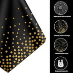 16 Pack 2in1 Disposable Plastic Tablecloths 54" x 108" Black and Gold Dot Kitchen Table Cloth Rectangle Table Cover for Wedding Birthday Baby Shower Anniversary Christmas New Year Graduation - Image 3
