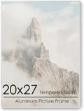 20x27 Metal Picture Frame, Aluminum Poster Frame with Real Glass, Silver by FLYJOE
